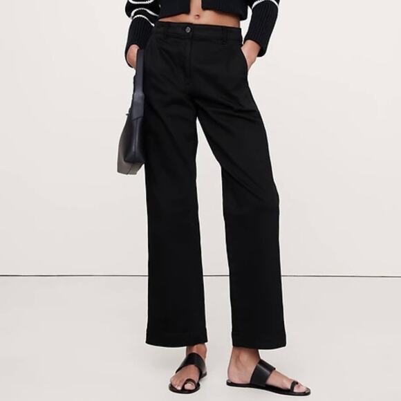 Banana Republic The Weekender Straight Leg Pant Black 12 713476 - Picture 1 of 14